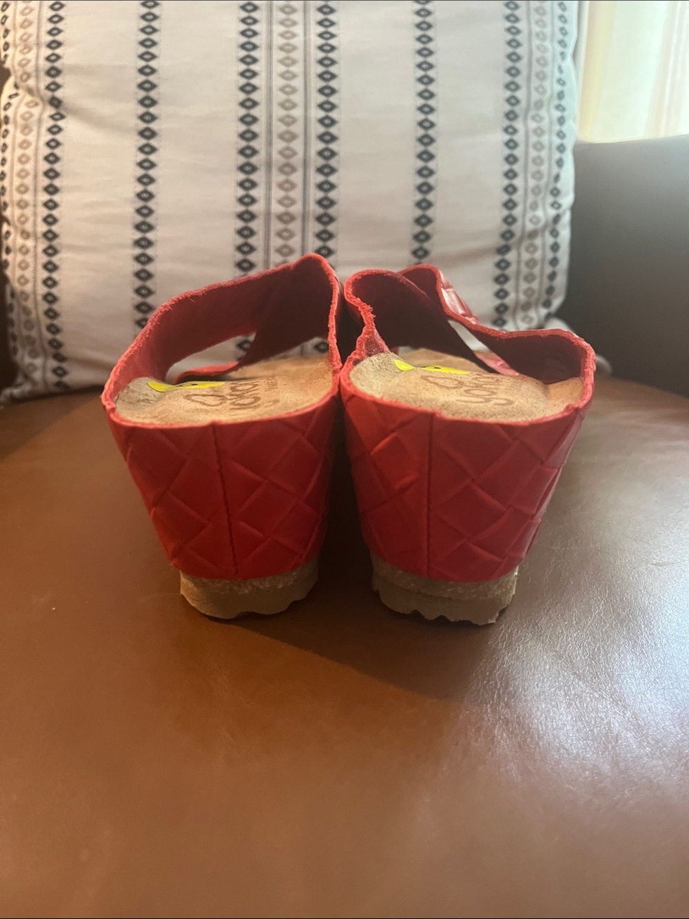 Women's Red Woven Crossband Slide Sandals by SoftWalk - Picture 3 of 7
